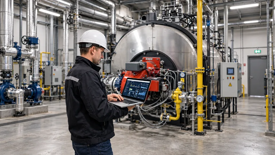 Illustration of a field professional recording work in a mechanical plant